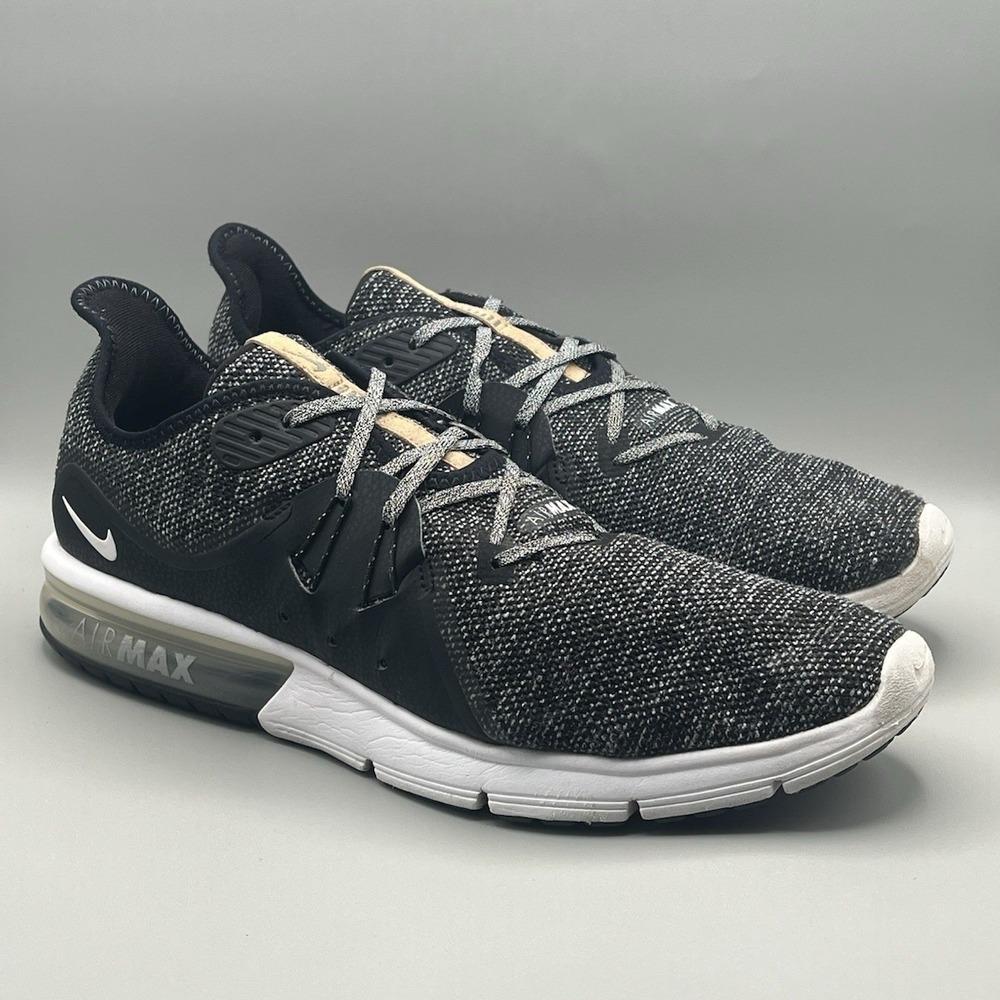 Nike Air Max Sequent 3 Grey Black White Running Shoes - Men's Size 13 USED